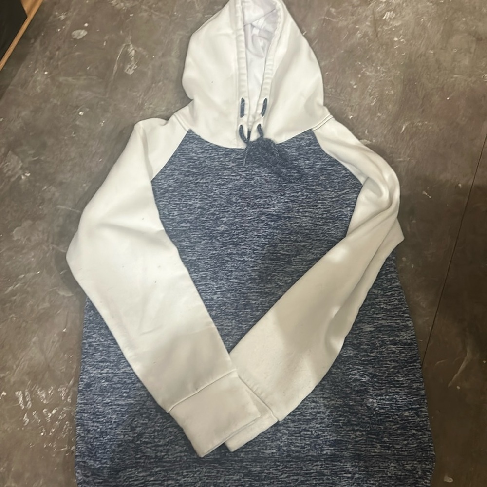 Blue and white sweatshirt